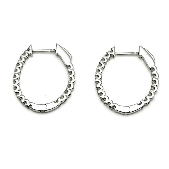 ON SALE! 18K Solid White Gold 2 tcw Diamond Hoops with Secure Lock and Appraisal - Picture 11 of 11
